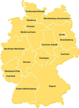 Ambasada i konsulaty w Niemczech. Mapa Niemiec